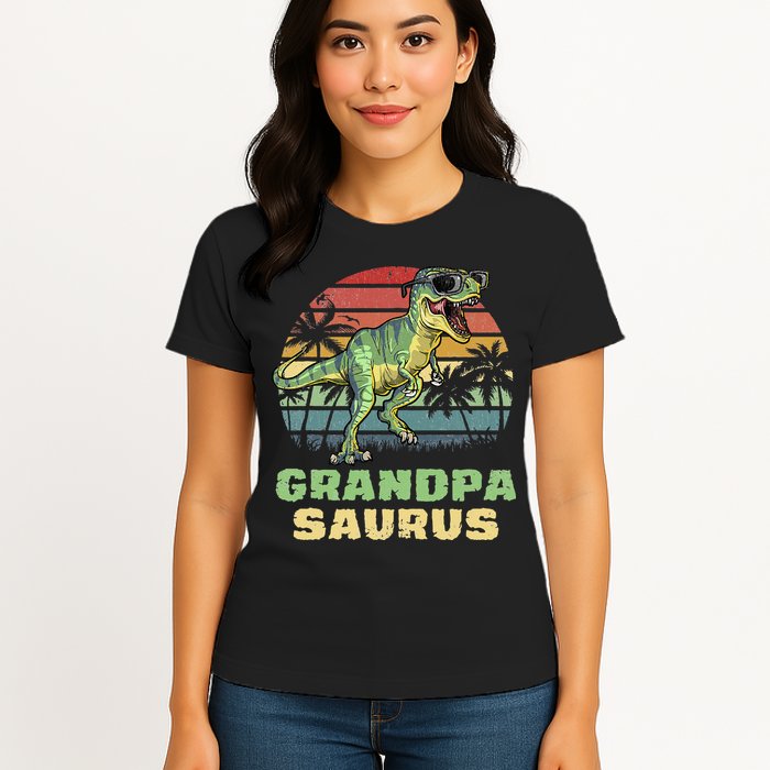 Grandpasaurus T Rex Dinosaur Grandpa Saurus Family Matching Womens T-Shirt