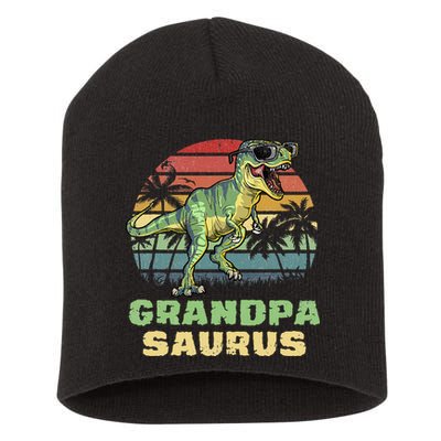 Grandpasaurus T Rex Dinosaur Grandpa Saurus Family Matching Short Acrylic Beanie