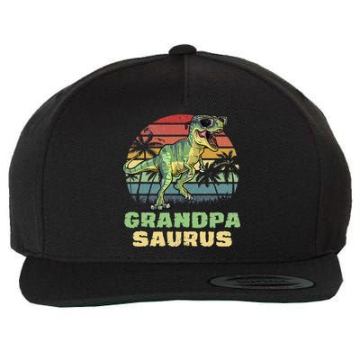 Grandpasaurus T Rex Dinosaur Grandpa Saurus Family Matching Wool Snapback Cap