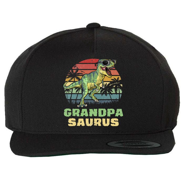 Grandpasaurus T Rex Dinosaur Grandpa Saurus Family Matching Wool Snapback Cap