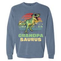 Grandpasaurus T Rex Dinosaur Grandpa Saurus Family Matching Garment-Dyed Sweatshirt