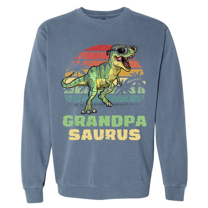 Grandpasaurus T Rex Dinosaur Grandpa Saurus Family Matching Garment-Dyed Sweatshirt