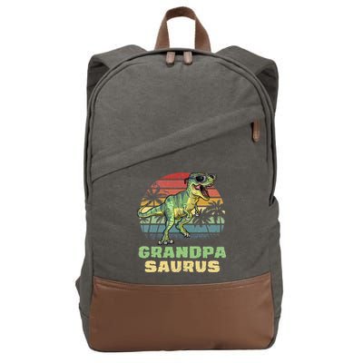 Grandpasaurus T Rex Dinosaur Grandpa Saurus Family Matching Cotton Canvas Backpack