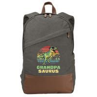 Grandpasaurus T Rex Dinosaur Grandpa Saurus Family Matching Cotton Canvas Backpack