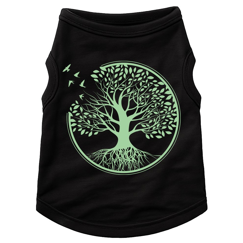 Green Tree Roots And Birds Emblem Nature Lover Doggie Tank