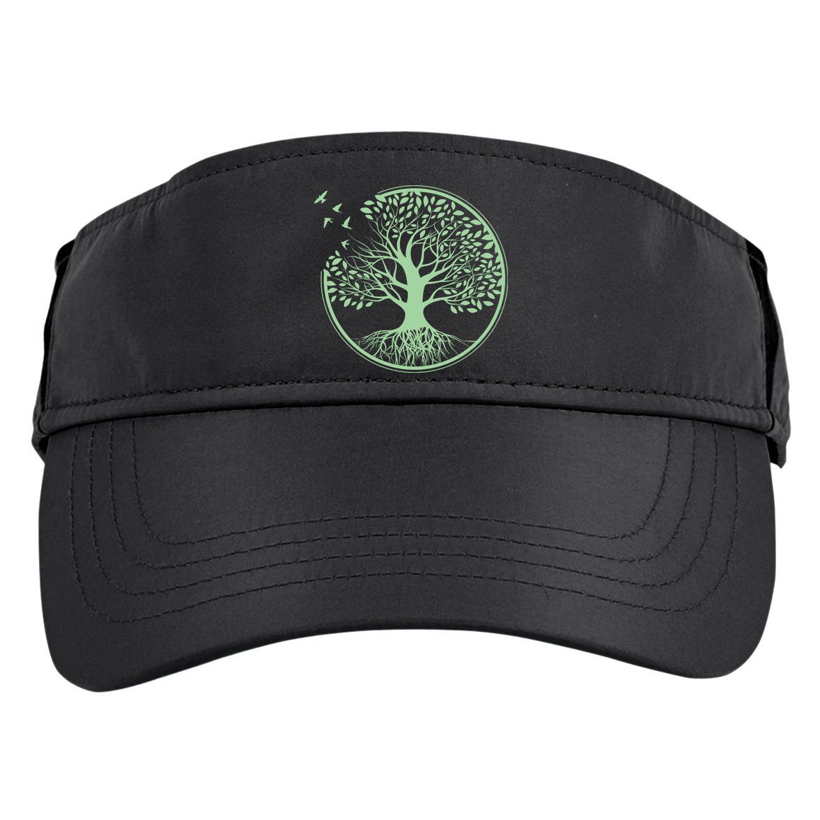 Green Tree Roots And Birds Emblem Nature Lover Adult Drive Performance Visor