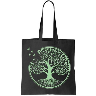 Green Tree Roots And Birds Emblem Nature Lover Bag
