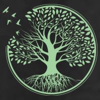 Green Tree Roots And Birds Emblem Nature Lover Microfiber Hand Towel