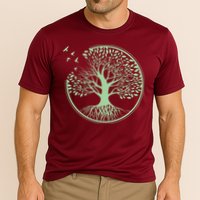 Green Tree Roots And Birds Emblem Nature Lover Cooling Performance Crew T-Shirt