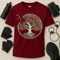 Green Tree Roots And Birds Emblem Nature Lover Cooling Performance Crew T-Shirt