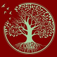 Green Tree Roots And Birds Emblem Nature Lover T-Shirt