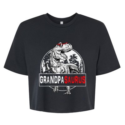 Grandpasaurus T rex Dinosaur Grandpa Saurus Family Matching Bella+Canvas Jersey Crop Tee