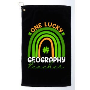 Geography Teacher Rainbow St Patricks Day One Lucky Teacher Gift Platinum Collection Golf Towel