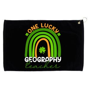 Geography Teacher Rainbow St Patricks Day One Lucky Teacher Gift Grommeted Golf Towel