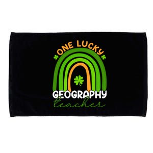 Geography Teacher Rainbow St Patricks Day One Lucky Teacher Gift Microfiber Hand Towel