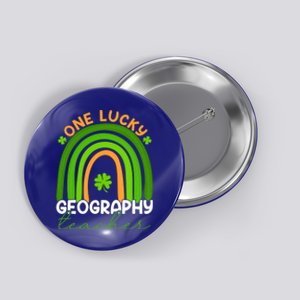 Geography Teacher Rainbow St Patricks Day One Lucky Teacher Gift Button