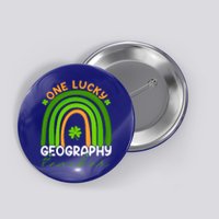 Geography Teacher Rainbow St Patricks Day One Lucky Teacher Gift Button