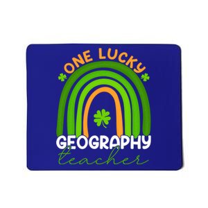 Geography Teacher Rainbow St Patricks Day One Lucky Teacher Gift Mousepad