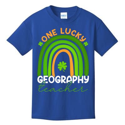 Geography Teacher Rainbow St Patricks Day One Lucky Teacher Gift Kids T-Shirt