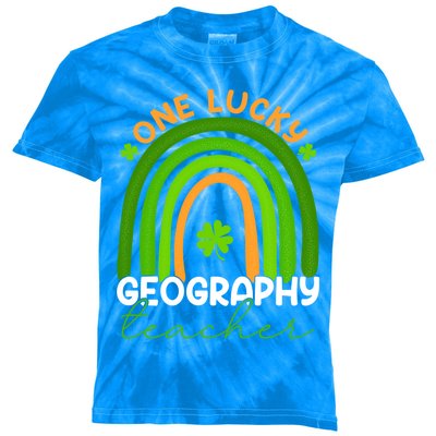 Geography Teacher Rainbow St Patricks Day One Lucky Teacher Gift Kids Tie-Dye T-Shirt