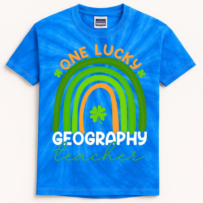 Geography Teacher Rainbow St Patricks Day One Lucky Teacher Gift Kids Tie-Dye T-Shirt