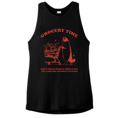 Grocery Time Retro Sarcastic Retro Vintage Cat Lover Ladies PosiCharge Tri-Blend Wicking Tank