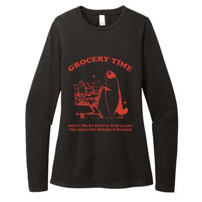 Grocery Time Retro Sarcastic Retro Vintage Cat Lover Womens CVC Long Sleeve Shirt