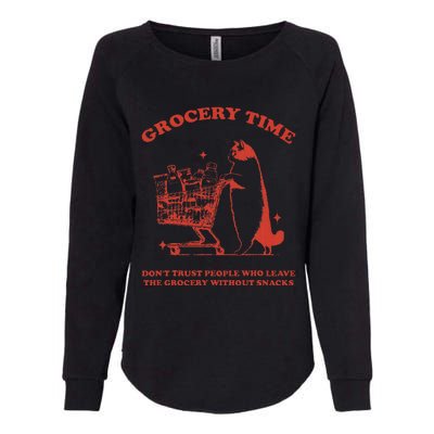 Grocery Time Retro Sarcastic Retro Vintage Cat Lover Womens California Wash Sweatshirt