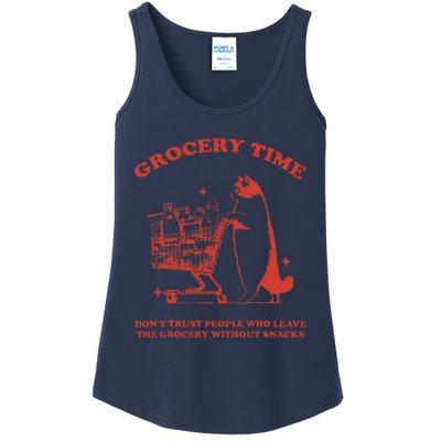 Grocery Time Retro Sarcastic Retro Vintage Cat Lover Ladies Essential Tank