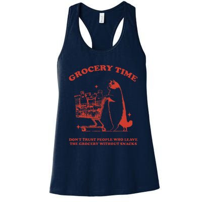 Grocery Time Retro Sarcastic Retro Vintage Cat Lover Women's Racerback Tank