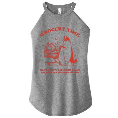 Grocery Time Retro Sarcastic Retro Vintage Cat Lover Women's Perfect Tri Rocker Tank