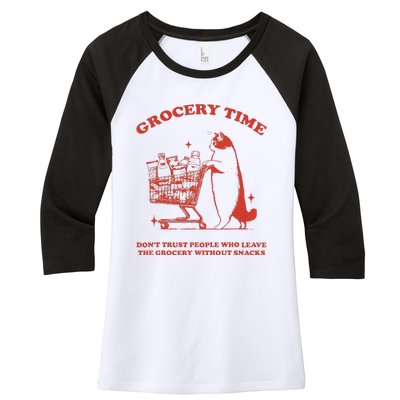 Grocery Time Retro Sarcastic Retro Vintage Cat Lover Women's Tri-Blend 3/4-Sleeve Raglan Shirt