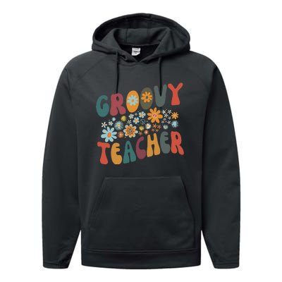 Groovy Teacher Retro Colorful Design Teacher Day Teaching Performance Fleece Hoodie