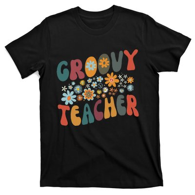 Groovy Teacher Retro Colorful Design Teacher Day Teaching T-Shirt