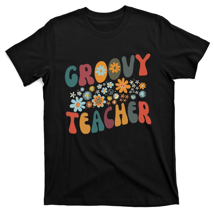 Groovy Teacher Retro Colorful Design Teacher Day Teaching T-Shirt