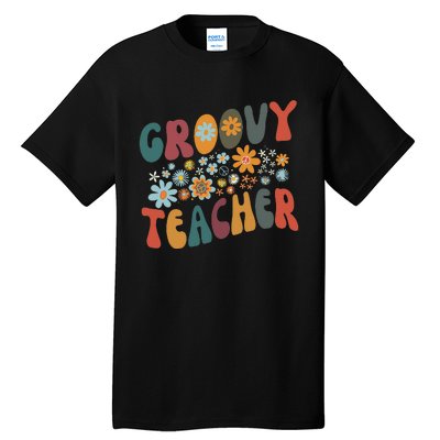 Groovy Teacher Retro Colorful Design Teacher Day Teaching Tall T-Shirt