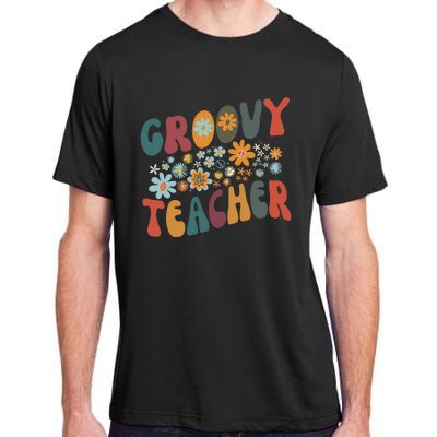 Groovy Teacher Retro Colorful Design Teacher Day Teaching Adult ChromaSoft Performance T-Shirt