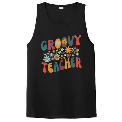 Groovy Teacher Retro Colorful Design Teacher Day Teaching PosiCharge Competitor Tank