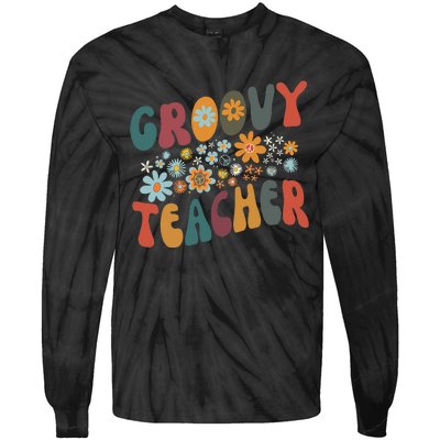 Groovy Teacher Retro Colorful Design Teacher Day Teaching Tie-Dye Long Sleeve Shirt