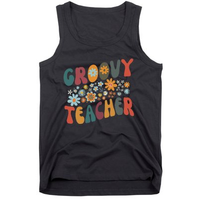 Groovy Teacher Retro Colorful Design Teacher Day Teaching Tank Top