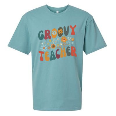 Groovy Teacher Retro Colorful Design Teacher Day Teaching Sueded Cloud Jersey T-Shirt