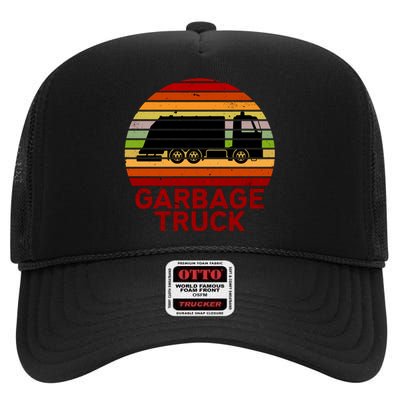 Garbage Truck Retro High Crown Mesh Back Trucker Hat