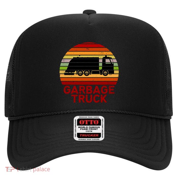 Garbage Truck Retro High Crown Mesh Back Trucker Hat
