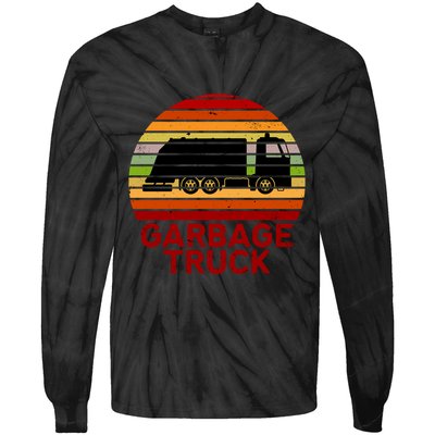 Garbage Truck Retro Tie-Dye Long Sleeve Shirt