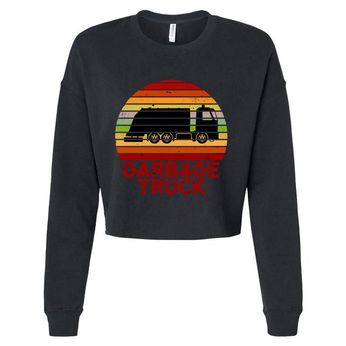 Garbage Truck Retro Cropped Pullover Crew