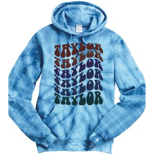 Girl Taylor Retro First Name Personalized Tie Dye Hoodie