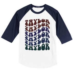 Girl Taylor Retro First Name Personalized Baseball Sleeve Shirt