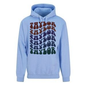 Girl Taylor Retro First Name Personalized Unisex Surf Hoodie