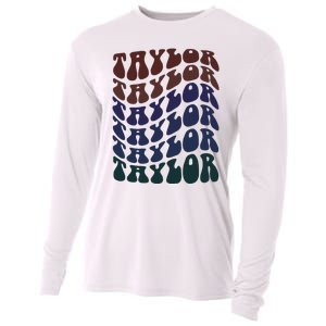 Girl Taylor Retro First Name Personalized Cooling Performance Long Sleeve Crew