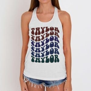 Girl Taylor Retro First Name Personalized Women's Knotted Racerback Tank